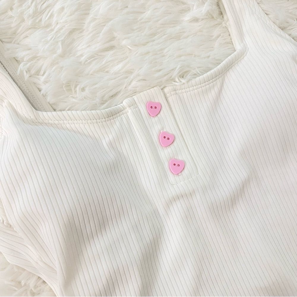 Stoney Clover Lane X Target White With Pink Hearts One Piece Swimsuit - Picture 3 of 7